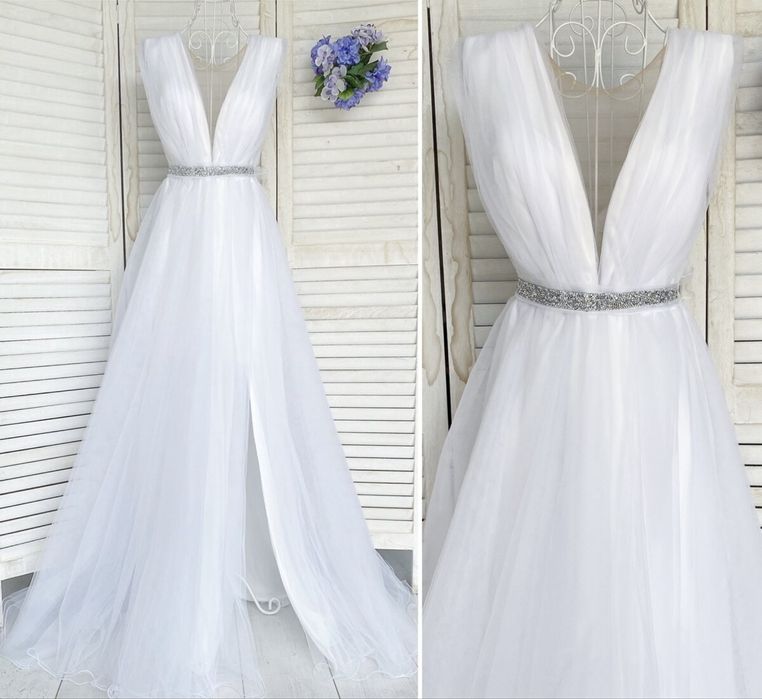 Сватбена рокля, с обувки и чанта