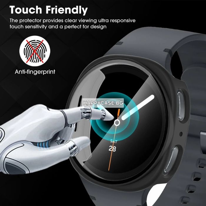 Samsung Galaxy Watch 9 44 mm / Watch 9 40 mm / 360° Твърд пластмасов кейс с вграден протектор за екран