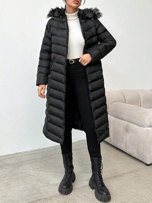 Дамско зимно дълго яке с пух
