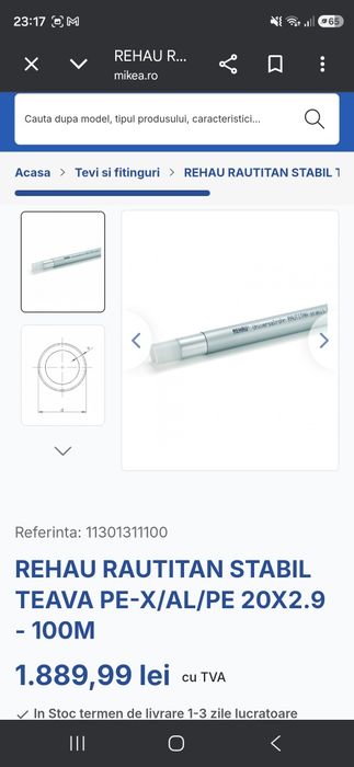 Vand teava instalație Rehau multistrat