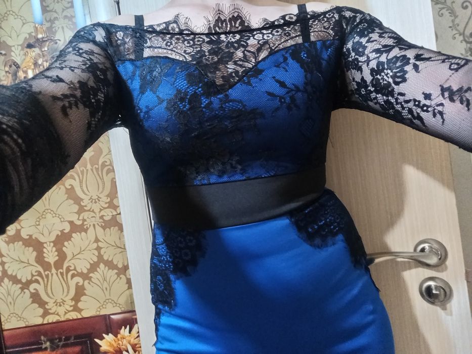 Вечернее синее платье