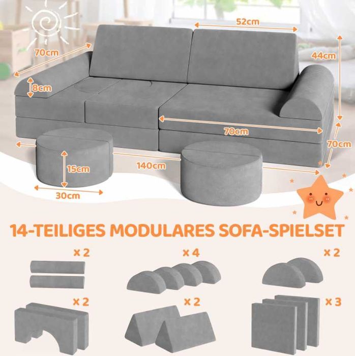 Модулен детски диван за игра / 14 части