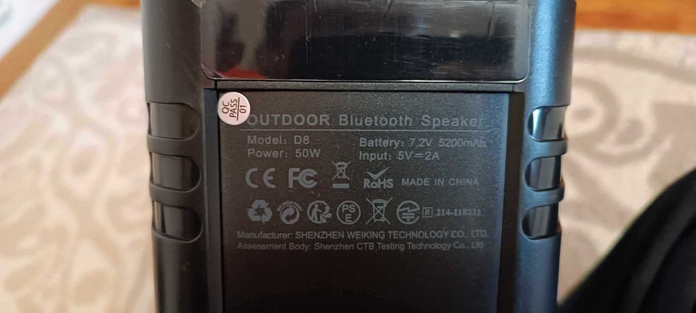 Boxa Portabila W-King, 50W Rms, Bluetooth, Waterproof, Card, USB