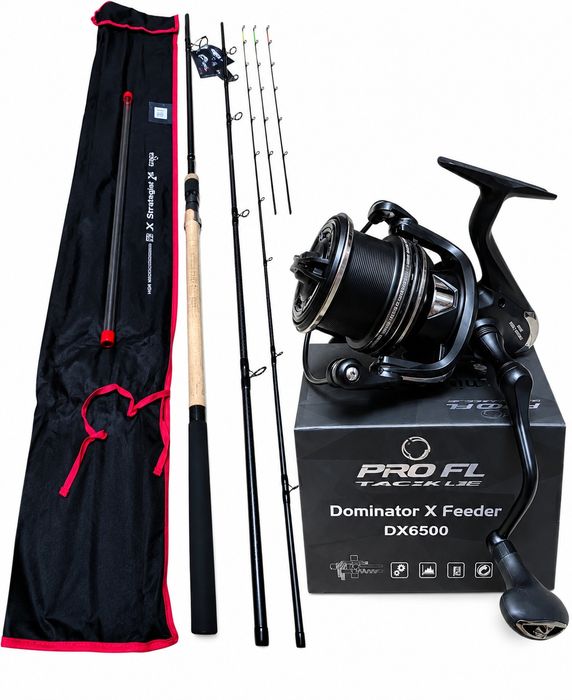 Feeder PRO FL Strategist X Ultra Pro Distance Competition 3.60 180g + Mulineta PRO FL Dominator X Feeder DX6500 11+1 Rulmenți NEW 2026