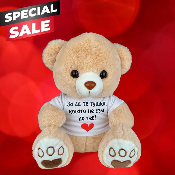 Плюшено мече с персонализирана тениска 35 см