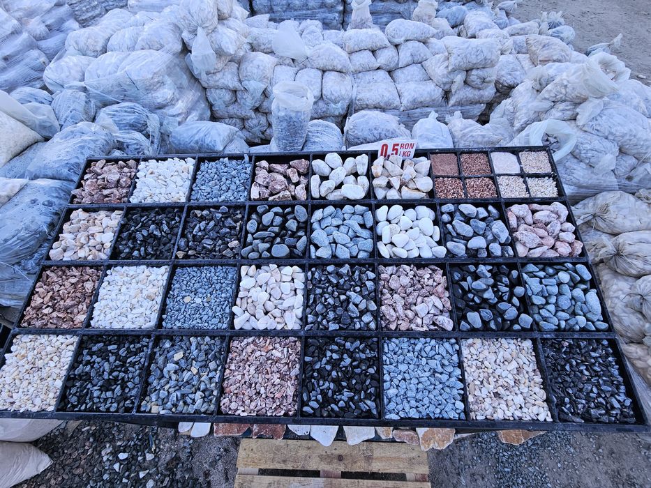 Piatra decorativa ornementala neagra, rotunjita gradina alb gri rosie