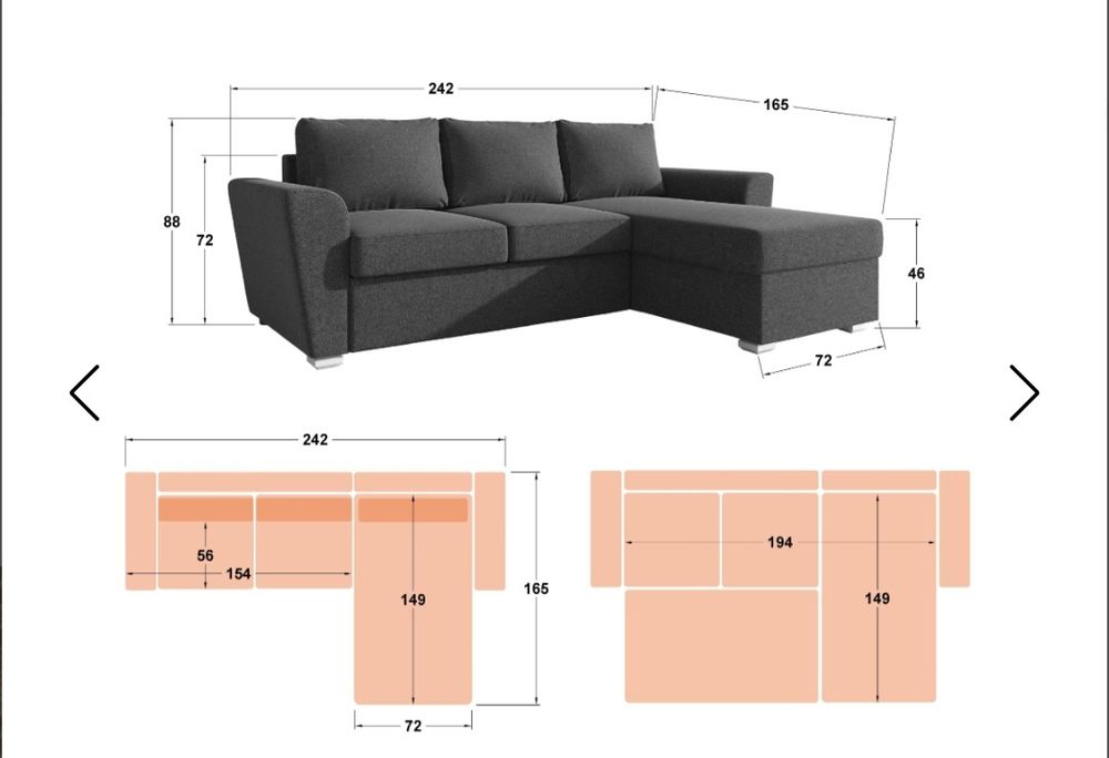 Разтегателен ъглов диван