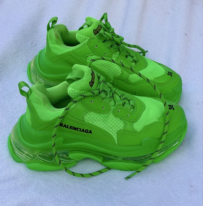 Balenciaga Ttriple S уникални дамски смимкърси елелтриково зелено Топ качество 38