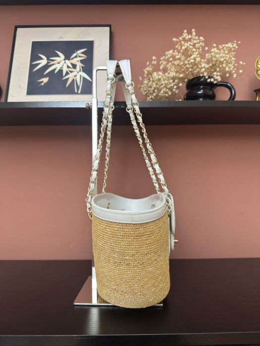 Geanta Chanel Raffia premium piele naturala pe comanda (alb)