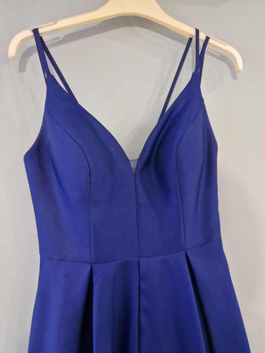 Официална дълга синя рокля за бал