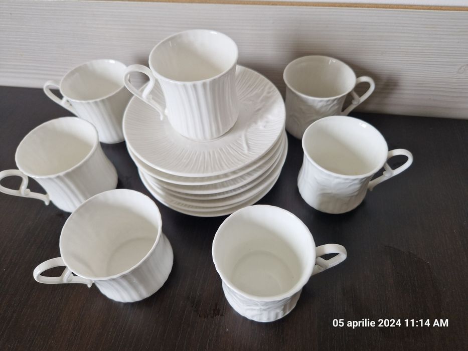 Set căni cafea portelan alb