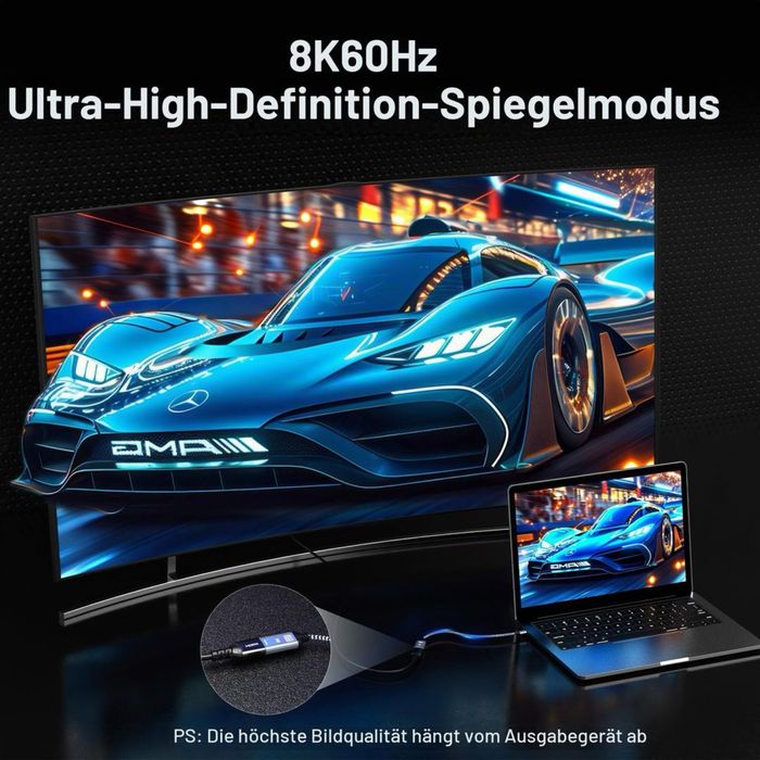 Adaptor USB-C la HDMI 2.1, 8K 60Hz, 4K 144Hz, HDR10