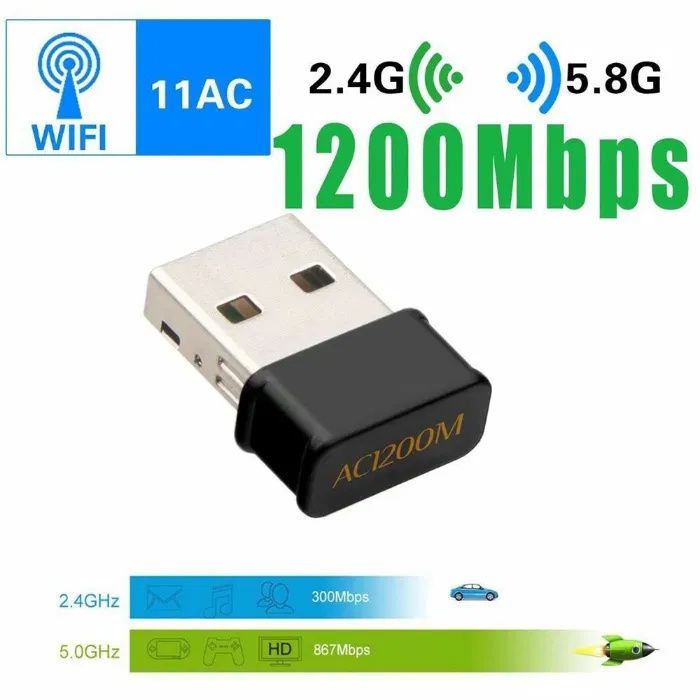 Conexiune super Wireless Dual Band 1200Mbps 802.11AC USB Wifi! Nou!