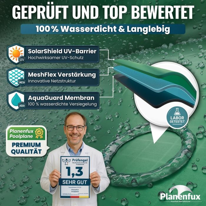 2в1 Покривало за басейн Planenfux 200g/m², Ф 520см за басейни 420-460см