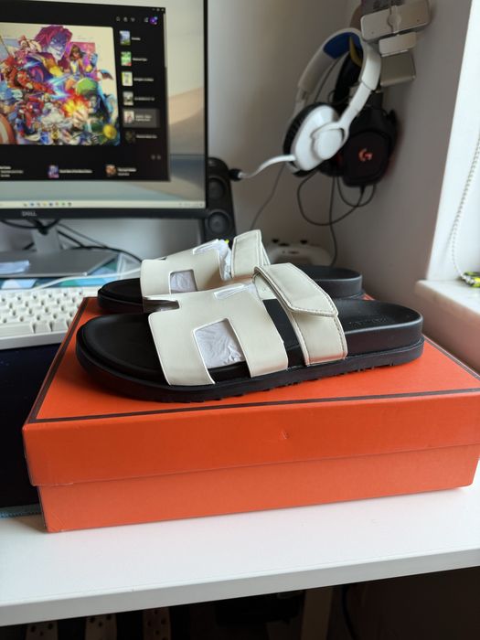 Slides Hermes 38 Alb noi