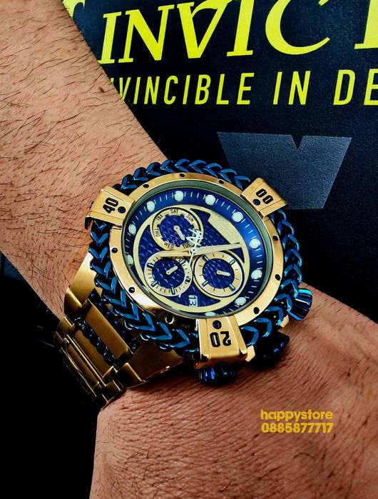 часовник INVICTA Hercules Gold and Blue 56 mm, Инвикта нов