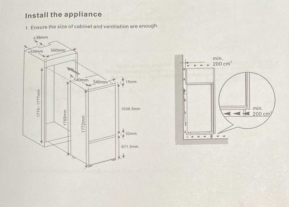 Хладилник за вграждане Carlolens 177 см.