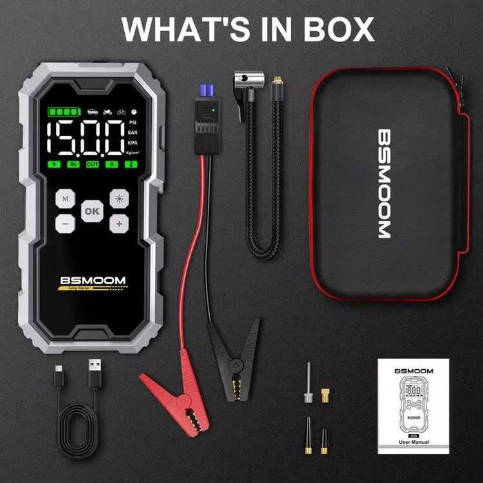 BSMOOM B05 26800mAh - стартер + компресор за автомобил, Jump Starter