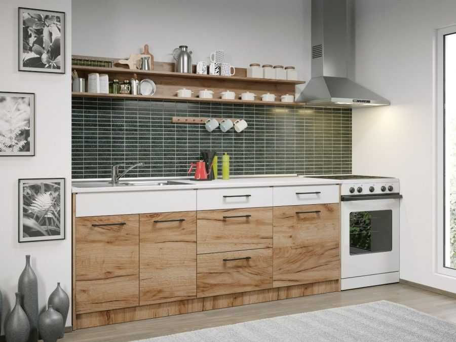 Set Mobila Bucatarie Gastro 200 Alb/Stejar – C22