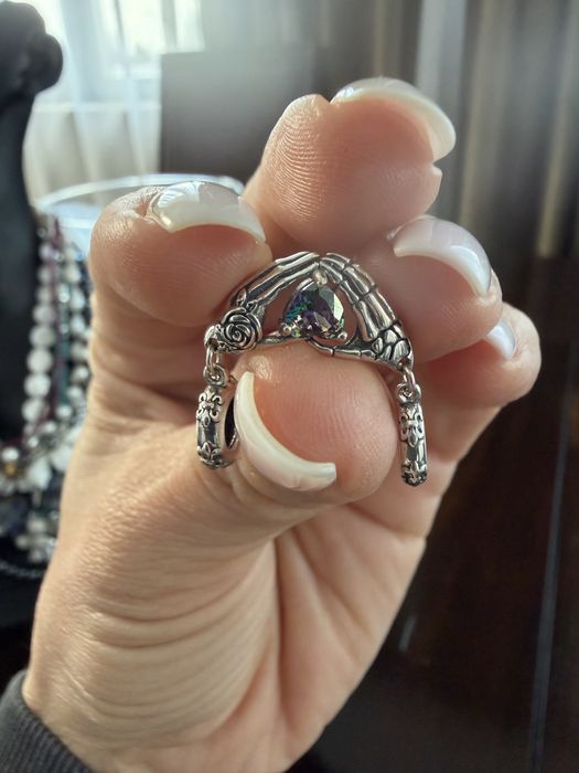 Charm bratara argint 925 stil Pandora claddagh schelet nou cu saculet cadou