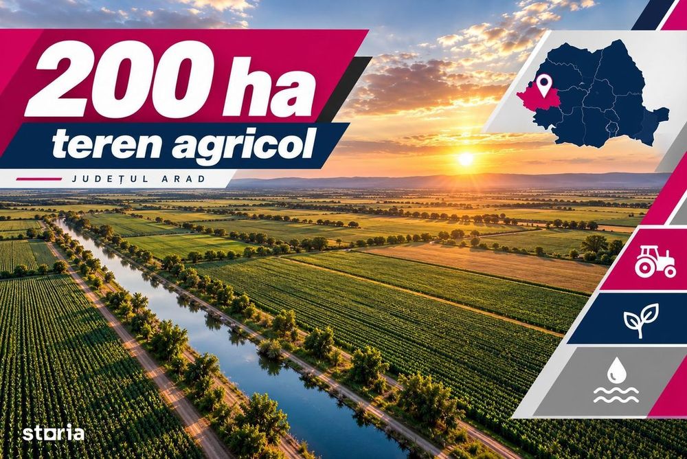 200 ha teren agricol de vanzare in Arad