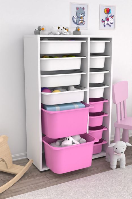 Органайзер, Етажерка за играчки, Мултифункционален шкаф с 14 кошници