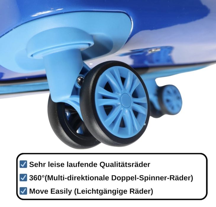 WeTravel пътнически куфар комплект 3бр колела 360°+разширител 5см