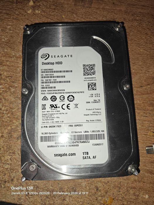 Seagate HDD 1TB 7200 RPM