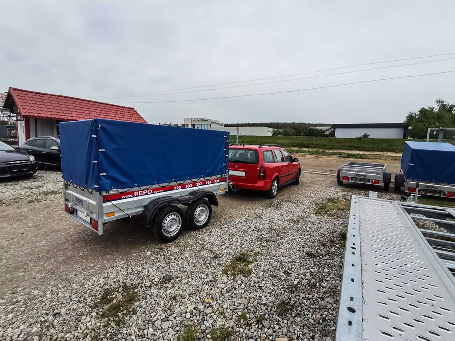 Remorca noua REPO 750kg doua axe , cu obloane basculabila