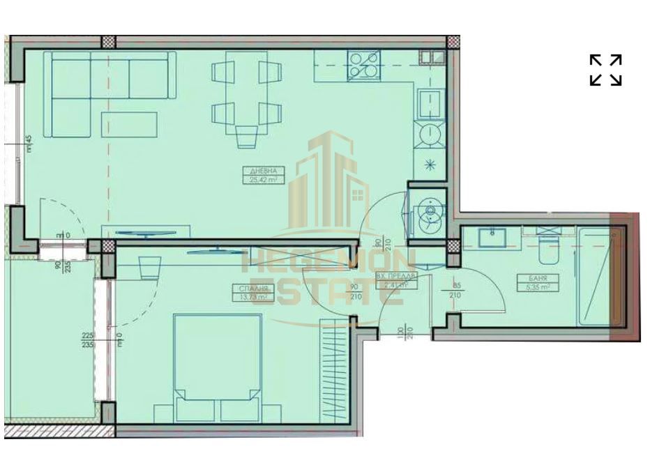 2-стаен в Варна-Кайсиева градина площ 71 цена 88500