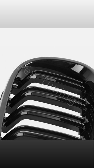 Бъбреци за BMW E60 E61 двойни изпъкнали черен гланц решетки