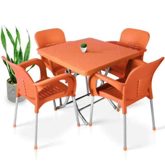 Комплект маса +4 стола 7 цвята син сив бежов зелен оранж червен мод.8в