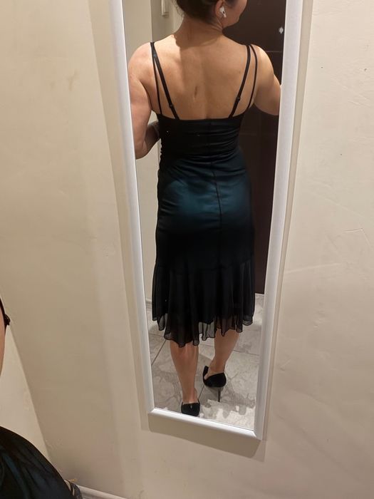 Официална рокля черно - зелена