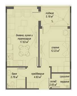 Двустаен апартамент в ж.к. Малинова долина