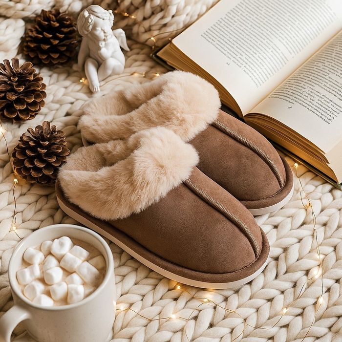 Оригинални пухкави зимни пантофи