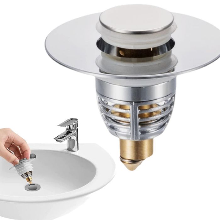 Тапа за мивка с филтър против запушване – Неръждаема стомана и месинг