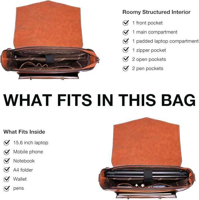 ECOSUSI Раница за жени, за лаптоп тип „куфарче“, веганска кожена чанта