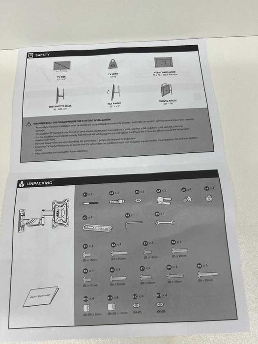 ТВ стойка LOGIK LFMM16 Full Motion TV Bracket 43 Inches