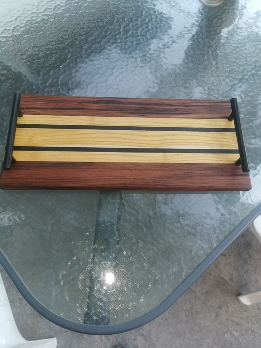 Дъска за мезета от африкански черен Абанос  Абаба и черница