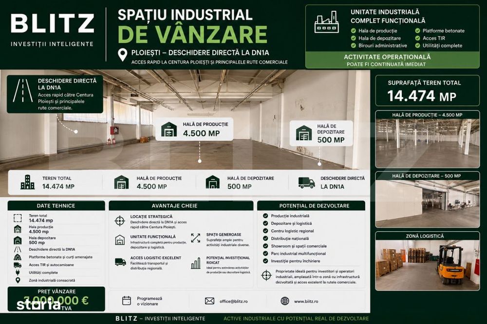 Hala de productie, spatii depozitare, parcare, cladire cu birouri, ter