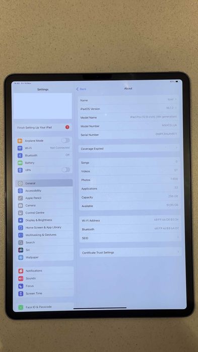 Apple iPad Pro 12.9'' inch (Gen 4) 2020 / 256GB Space Grey