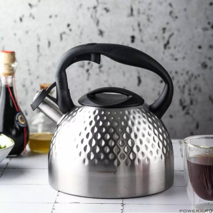 Fierbator din inox cu fluier, ceainic, argintiu, 3L, Klausberg