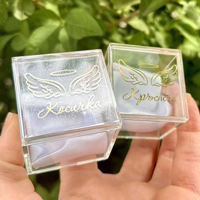 Аксесоари за кръщене  кутийки за кръстче и косичка, миро, бурканче мед