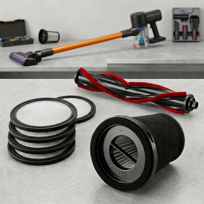 Резервна турбо четка за безжична прахосмукачка с Led дисплей и EPA H12 - ефективно почистване на косми и прах