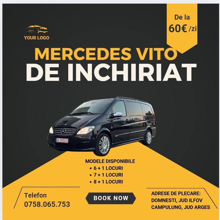 Inchiriez / Inchiriaza / De inchiriat Mercedes Vito 8+1 Rent 6+1 Van
