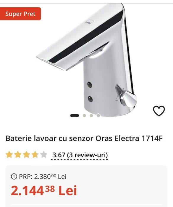 Baterie lavoar oras electra cu senzor . Grohe