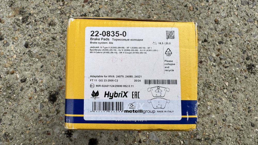 Накладки METELLI Hybrix 22-0835-0 и 22-0337-1
