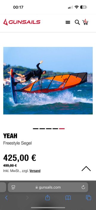 Уиндсърф Windsurf платна 4.0 и 4.4 Gunsail Модел 2023