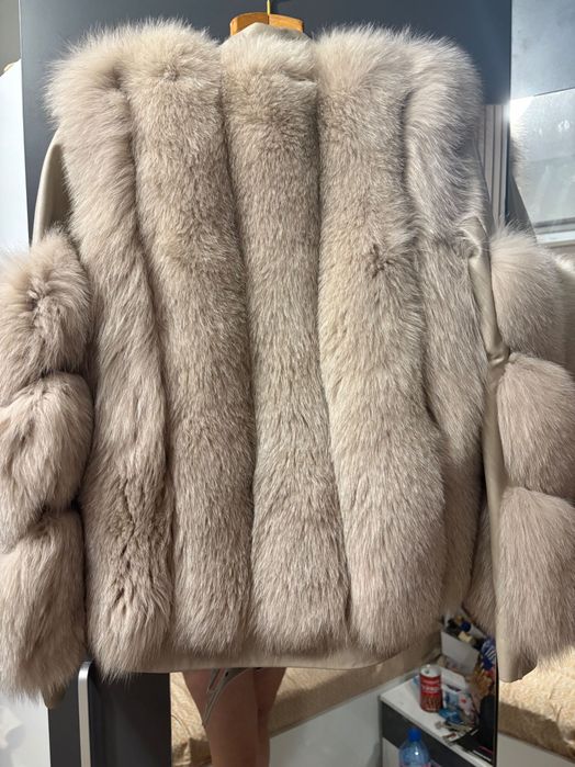 Дамско яке от естествена кожа и естествен пух