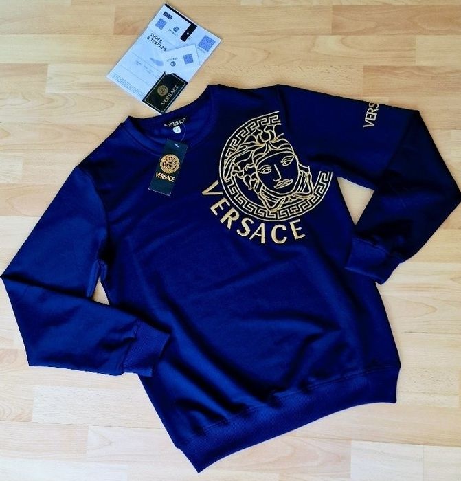 Bluze Versace bumbac, bleumarin,model unisex,logo brodat,marimi divers